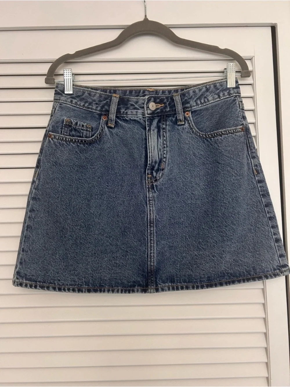 Dark Blue Denim Mini Skirt - Women